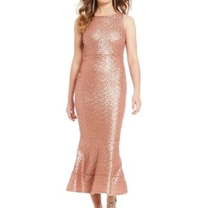 Gianni Bini Rose Gold Sequin Mermaid Juliet Dress